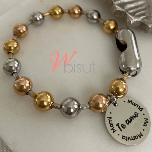 MOM STAINLESS STEEL BALL BRACELETS / PULSERAS - 8MM