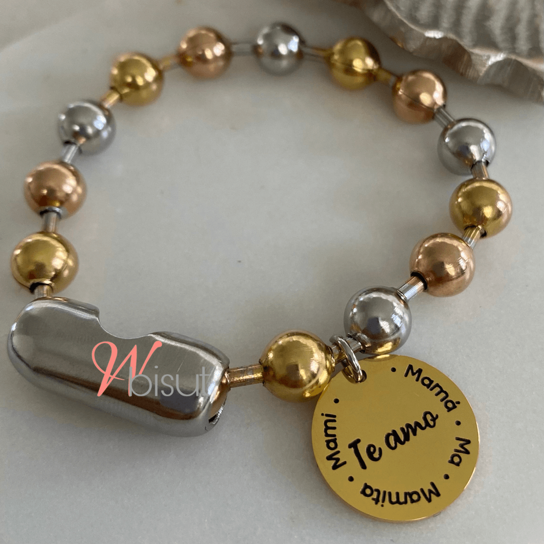 MOM STAINLESS STEEL BALL BRACELETS / PULSERAS - 8MM