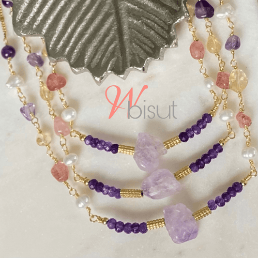 AMETHYSTS, PEARLS AND JADES NECKLACE