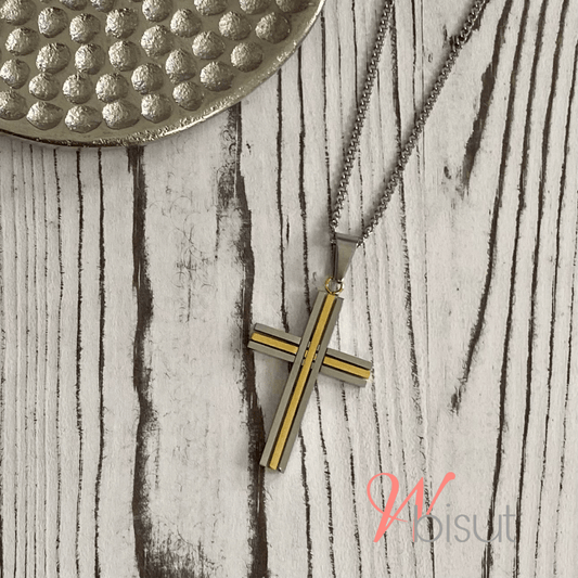 TWO TONE CROSS NECKLACE