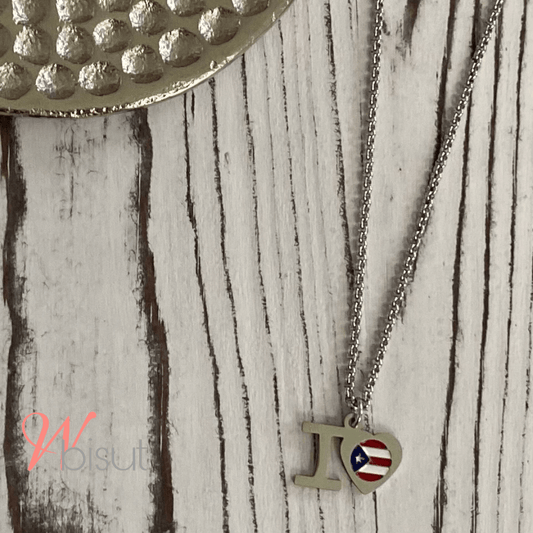 I LOVE PUERTO RICO PENDANT NECKLACE