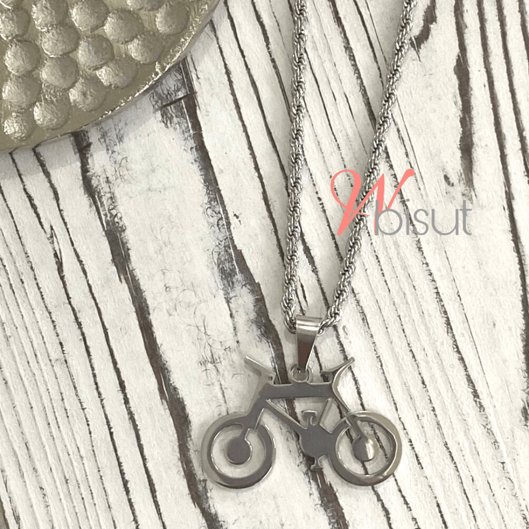 SILVER BICYCLE NECKLACE