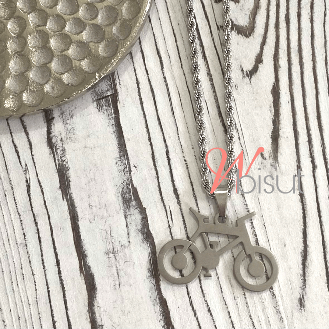 SILVER BICYCLE NECKLACE