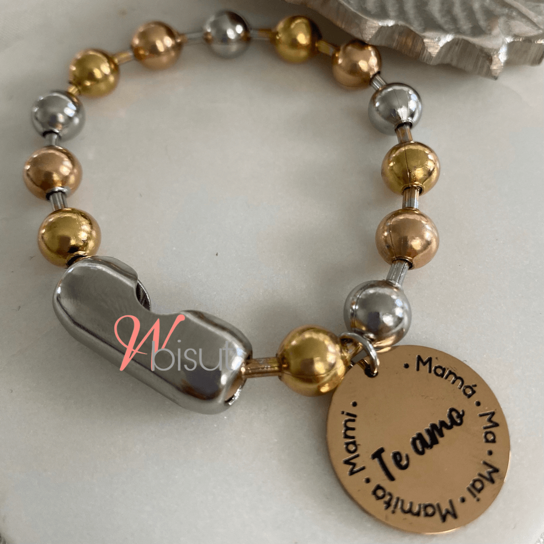 MOM STAINLESS STEEL BALL BRACELETS / PULSERAS - 8MM
