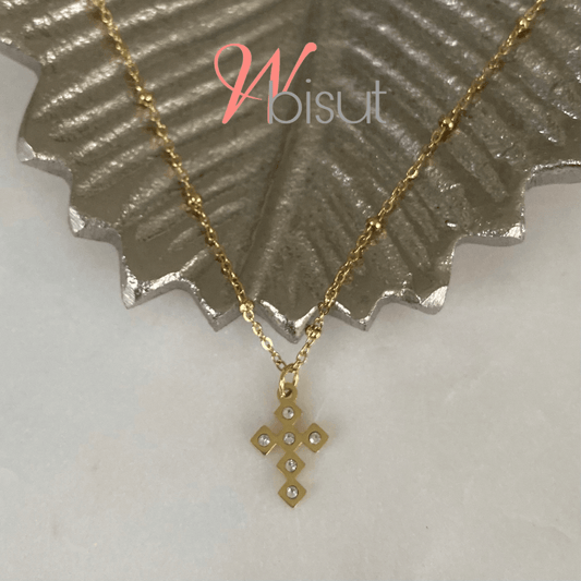 TINY CRYSTALS CROSS NECKLACE